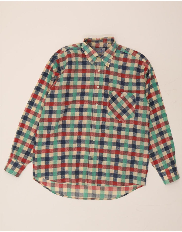 Camisa vintage para hombre con cuadros multicolores medianos
