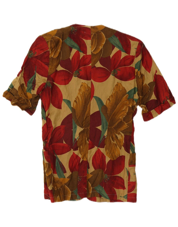 Vintage mujer manga corta Blazer chaqueta Reino Unido 12 mediano multicolor trópico