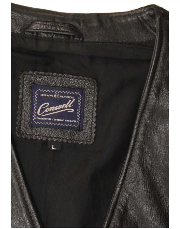 Conwell Chaleco de cuero para mujer Reino Unido 46 Cuero negro grande