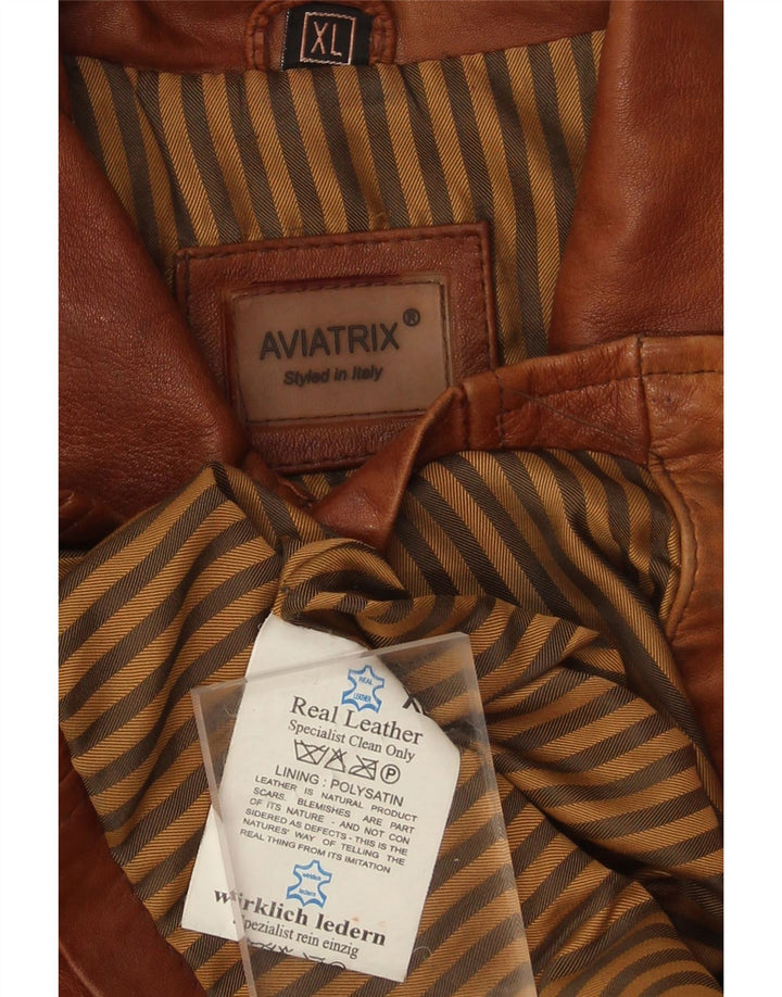 AVIATRIX Womens Leather Jacket UK 18 XL Brown Leather Vintage Aviatrix and Second-Hand Aviatrix from Messina Hembry 