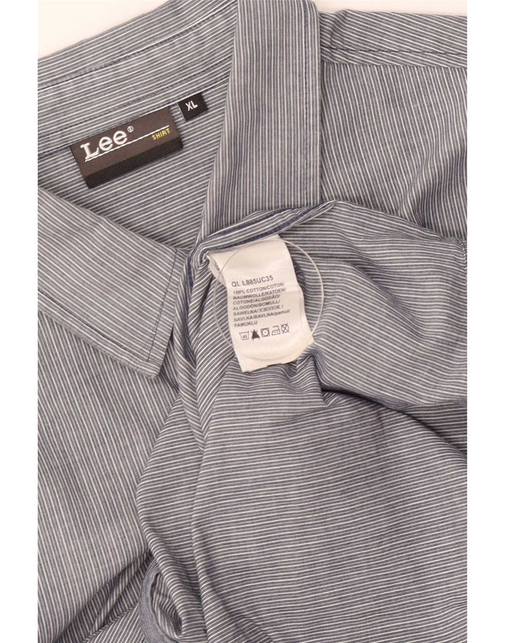 Camisa Lee Hombre XL Algodón Gris Rayas Pintadas