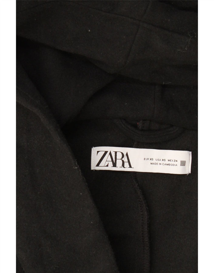 ZARA Mujer Abrigo oversize con capucha UK 6 XS Negro