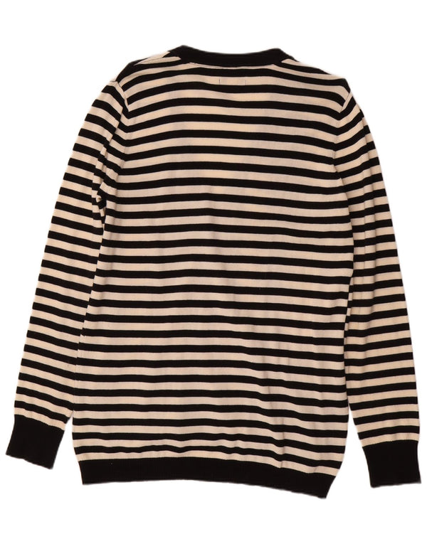 RALPH LAUREN Suéter tipo cárdigan gráfico para mujer UK 18 XL Blanco roto a rayas