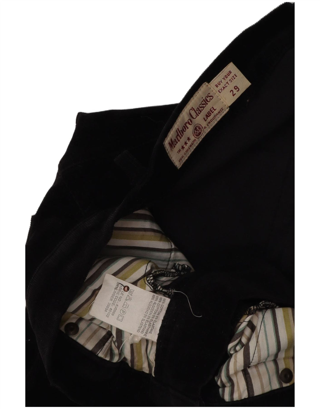 MARLBORO CLASSICS Pantalones de pana ajustados para mujer W29 L28 Algodón negro