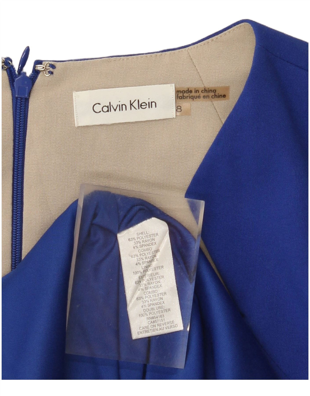 CALVIN KLEIN Vestido sin mangas para mujer US 8 Poliéster azul medio