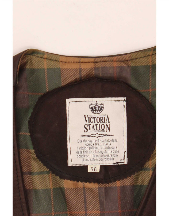 Chaleco de cuero vintage para hombre IT 56 2XL Marrón