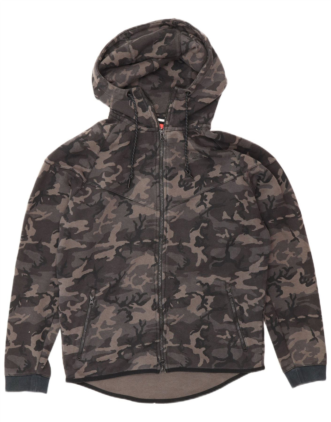 Nike - Sudadera con capucha y cremallera para hombre, color gris medio, algodón de camuflaje
