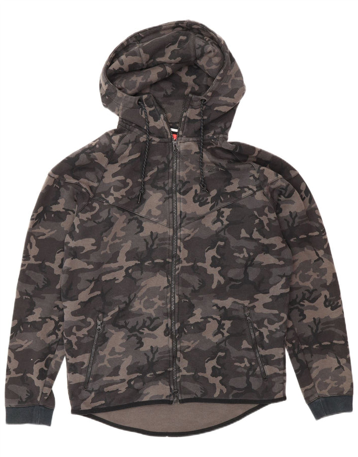 Nike - Sudadera con capucha y cremallera para hombre, color gris medio, algodón de camuflaje