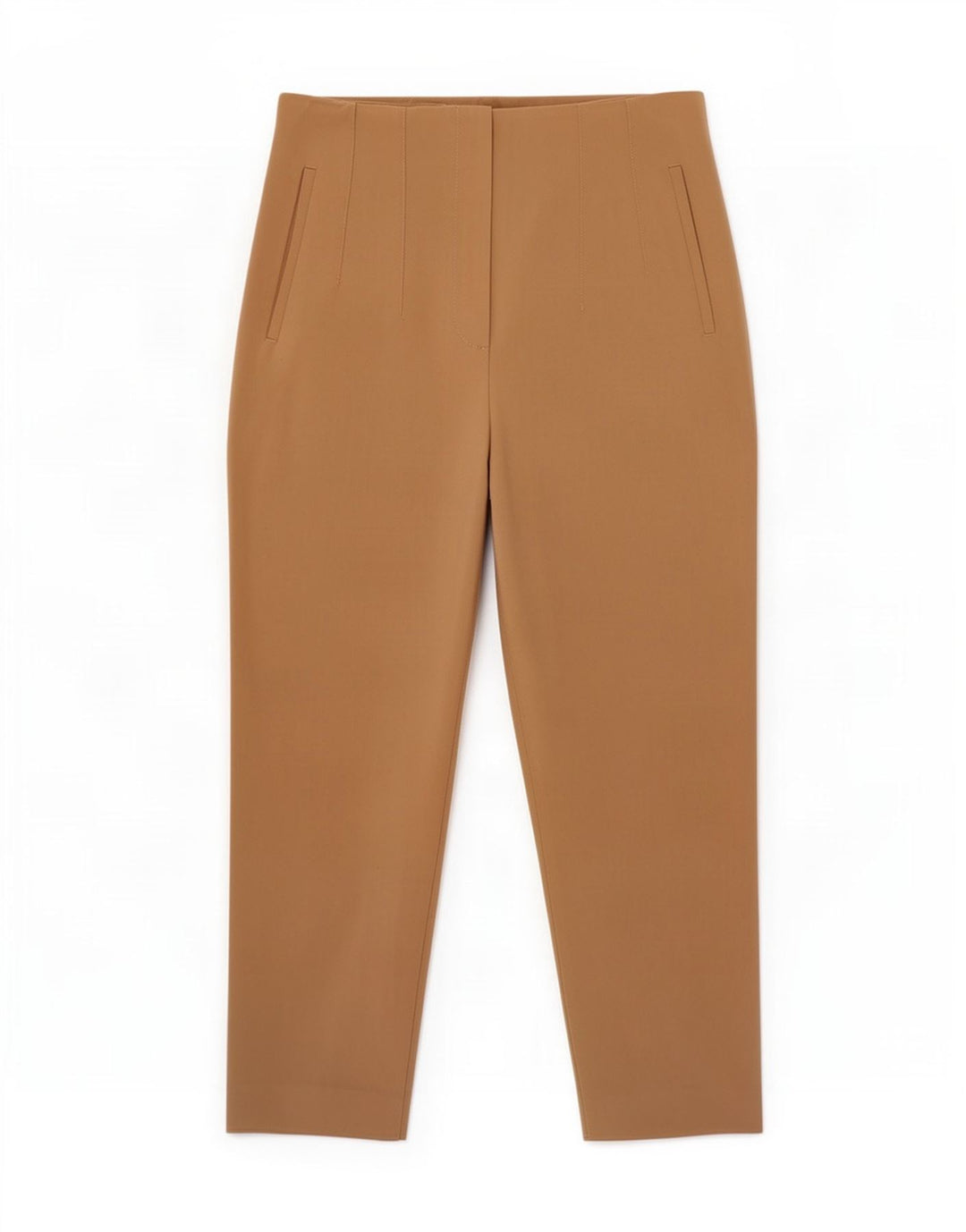 Zara Mujer Pantalón Cropped Tapered Mediano W28 L25 Poliéster Beige