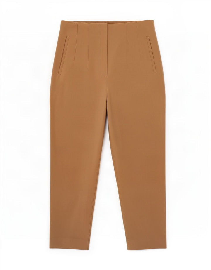 Zara Mujer Pantalón Cropped Tapered Mediano W28 L25 Poliéster Beige