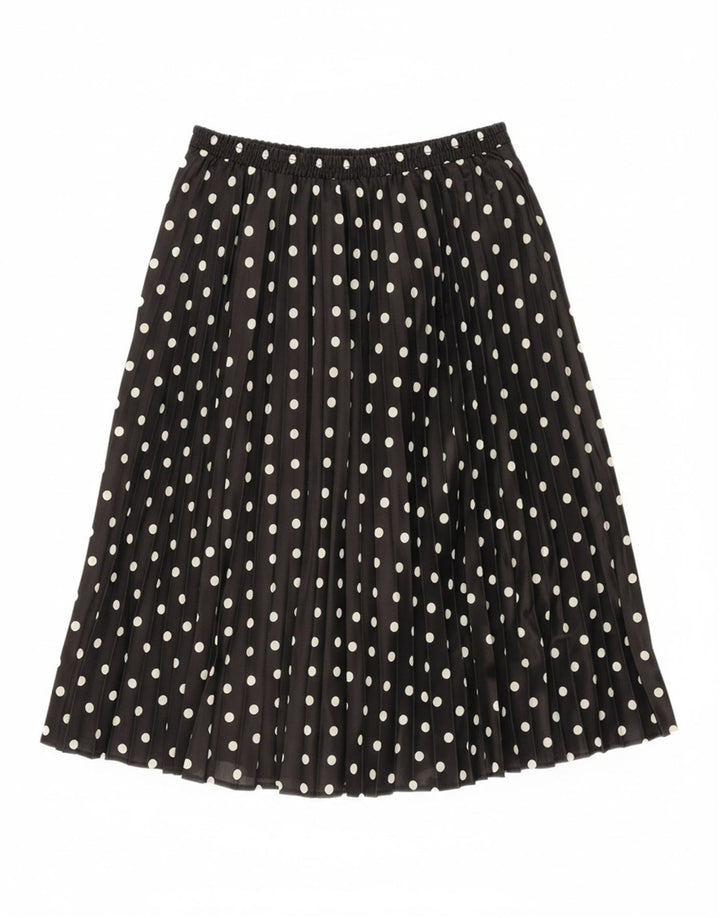 VINTAGE Womens Pleated Skirt W30 Medium Black Polka Dot Polyester Vintage Vintage and Second-Hand Vintage from Messina Hembry 