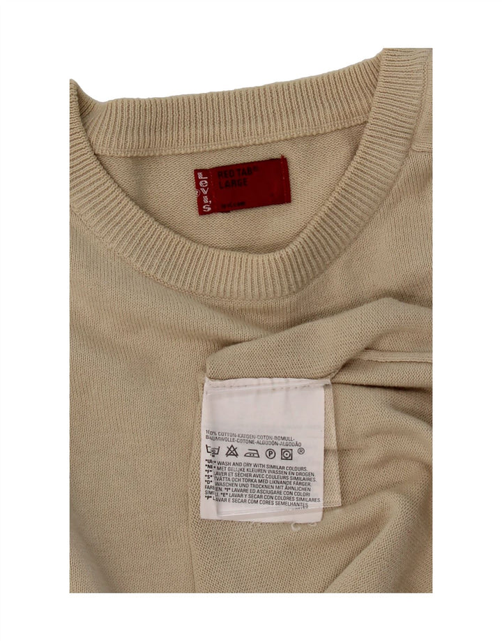 LEVI'S Mens Crew Neck Jumper Sweater Large Beige Cotton Vintage Levi's and Second-Hand Levi's from Messina Hembry 
