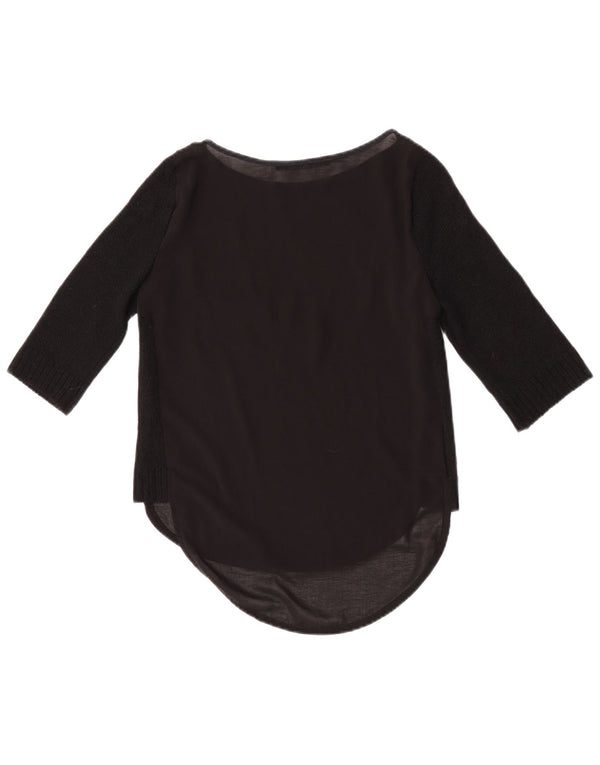 Zara Mujer Top Manga 3/4 UK 10 Small Negro