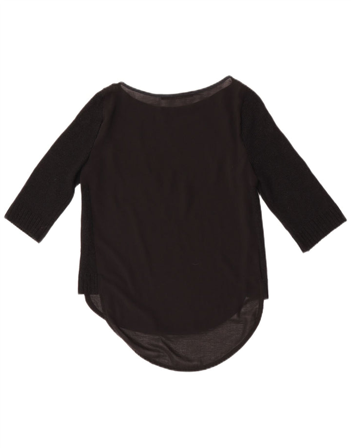 Zara Mujer Top Manga 3/4 UK 10 Small Negro