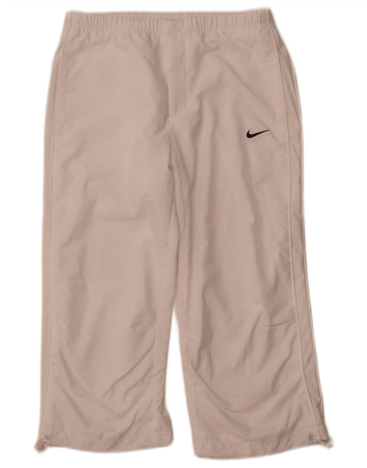 NIKE Mujer Capri Chándal Pantalones UK 8/10 Pequeño Blanco Deportes