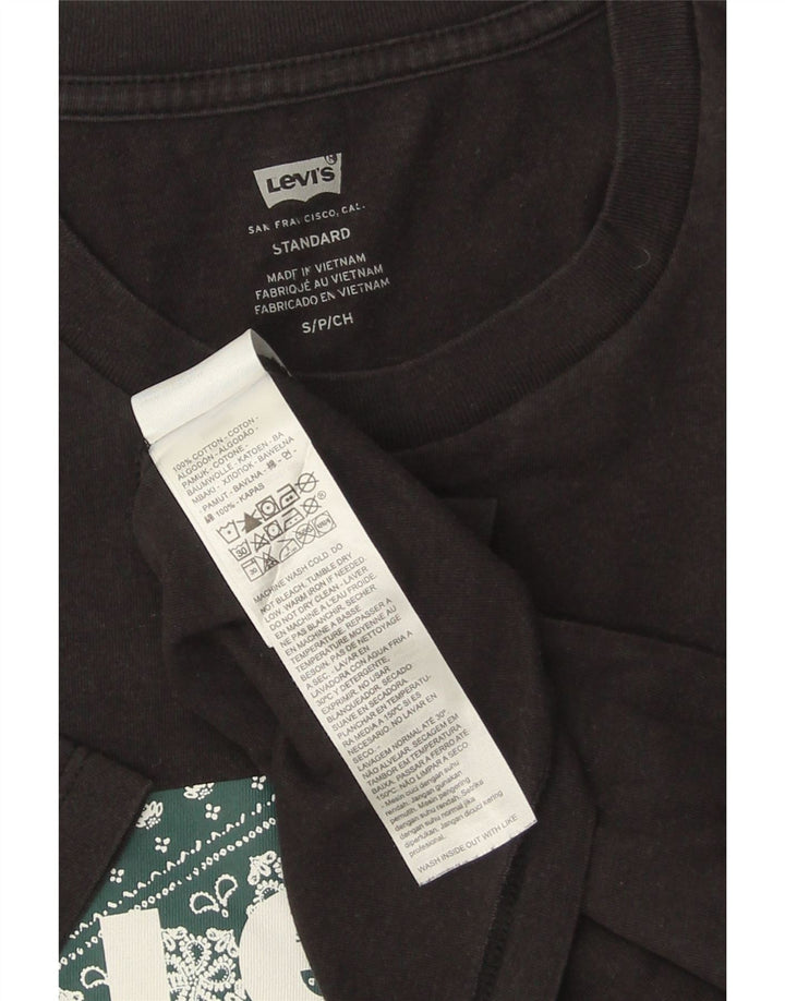 LEVI'S Camiseta con gráfico estándar para hombre, talla pequeña, algodón negro