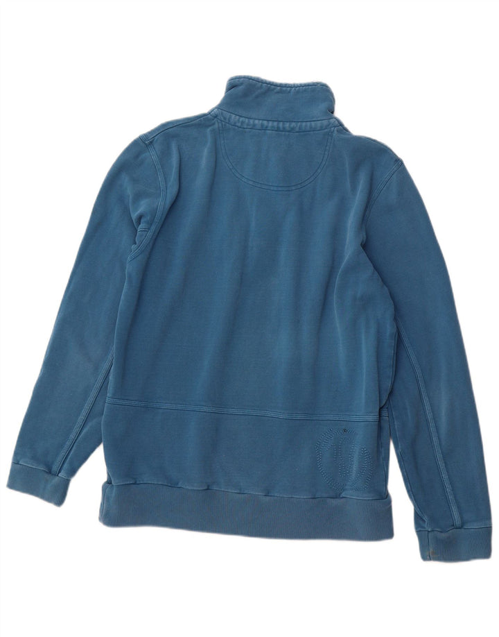 FAT FACE Sudadera con cuello y cremallera para hombre Jersey de algodón azul medio