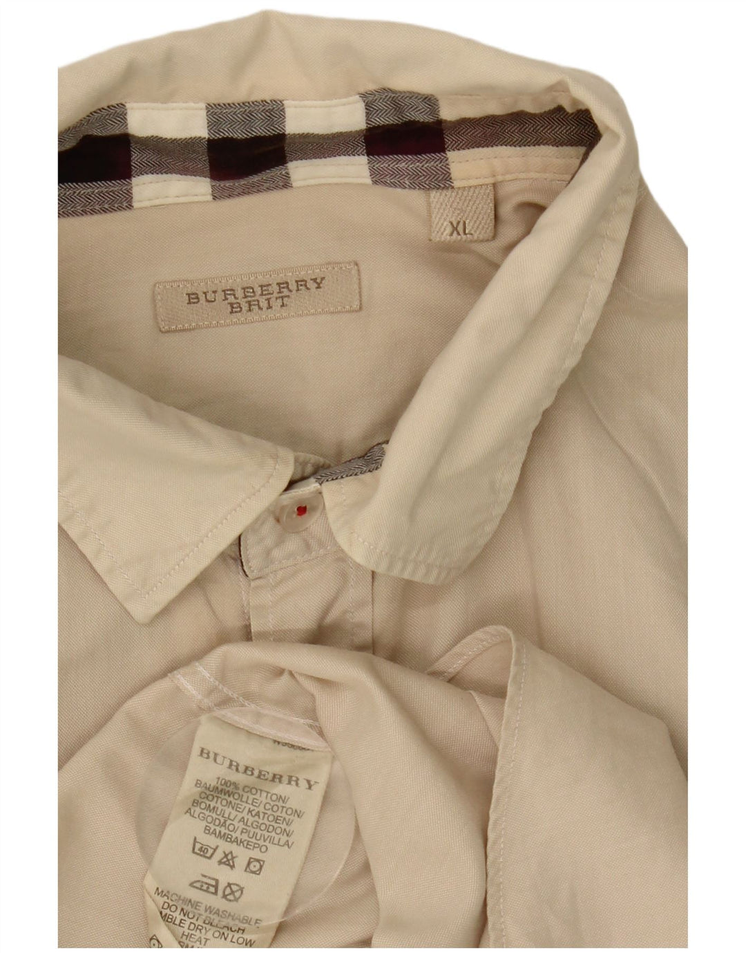 Camisa Burberry Hombre XL Algodón Beige