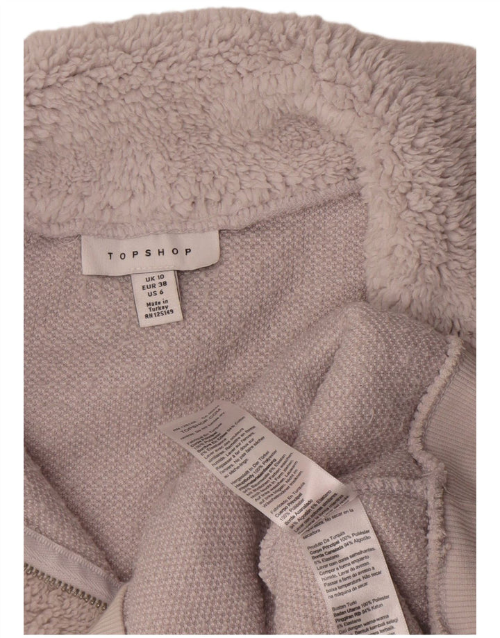 Topshop Jersey de forro polar extragrande con cuello y cremallera para mujer UK 10 Pequeño poliéster gris