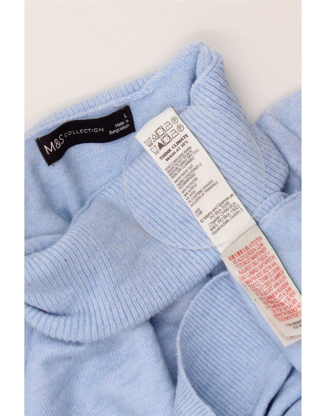 Marks & Spencer Jersey con cuello vuelto para mujer UK 46 Poliéster azul grande