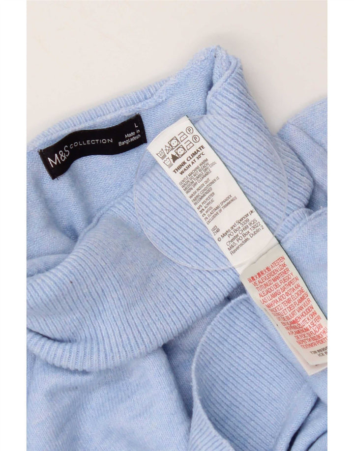 Marks & Spencer Jersey con cuello vuelto para mujer UK 46 Poliéster azul grande