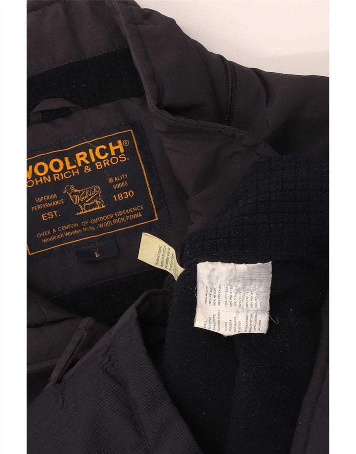 Woolrich Chaqueta cortavientos estampada para hombre UK 40 Large Nylon azul marino