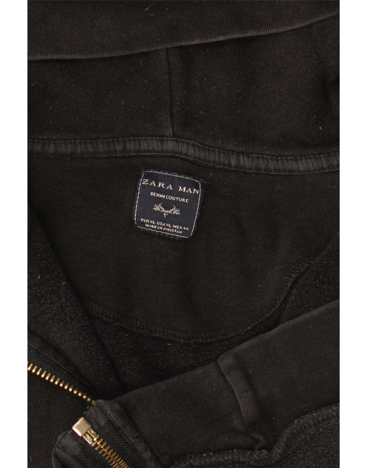 Zara Hombre Sudadera Con Capucha Y Cremallera XL Negro