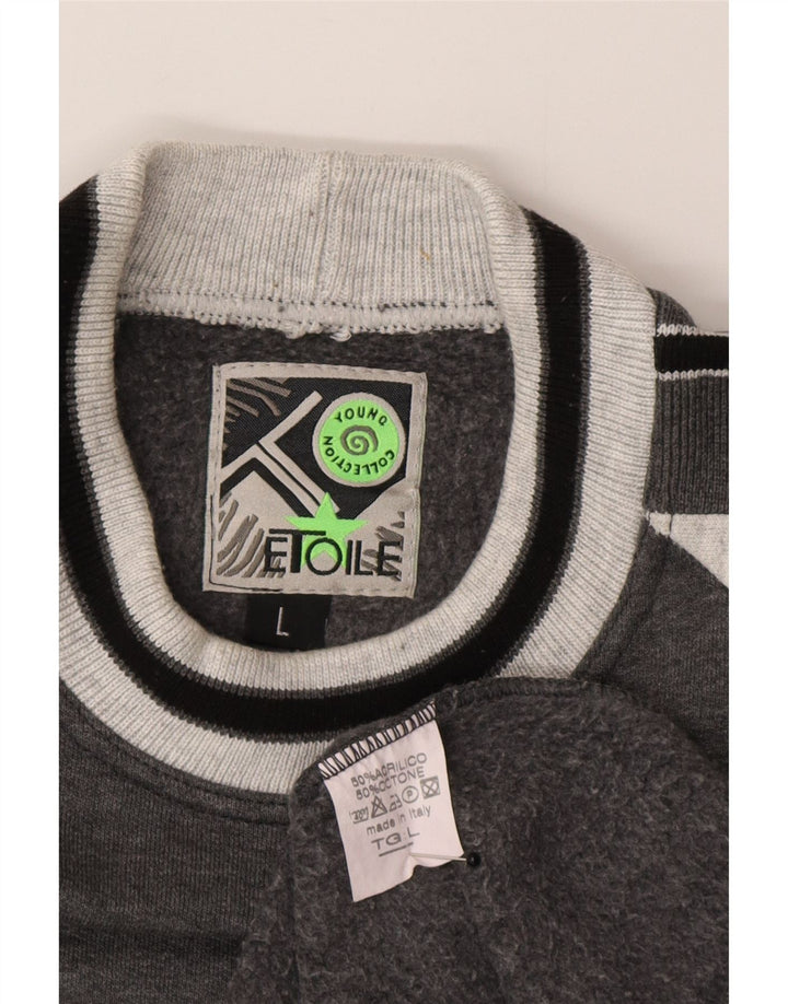 Vintage hombres sudadera jumper grande gris colorblock acrílico