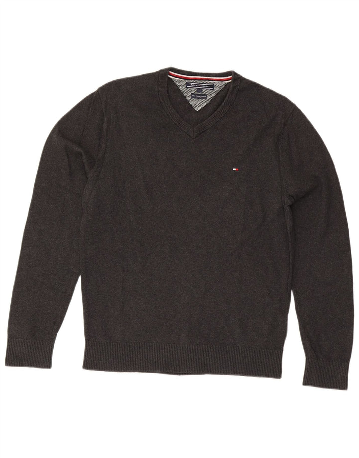 Tommy Hilfiger Jersey con Cuello en V para Hombre de algodón Gris Medio