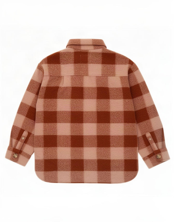 Zara Camisa Sobrecamisa Franela Niño 11-12 Años Cuadros Marrón Poliéster