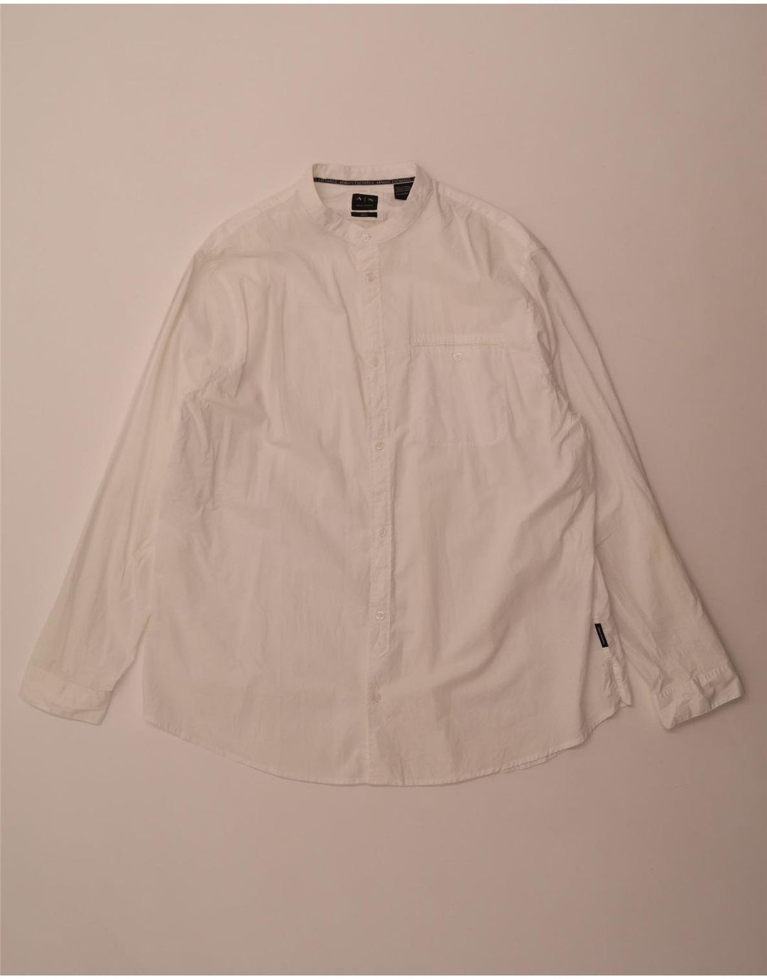 Armani Exchange Camisa holgada para hombre 2XL Algodón blanco
