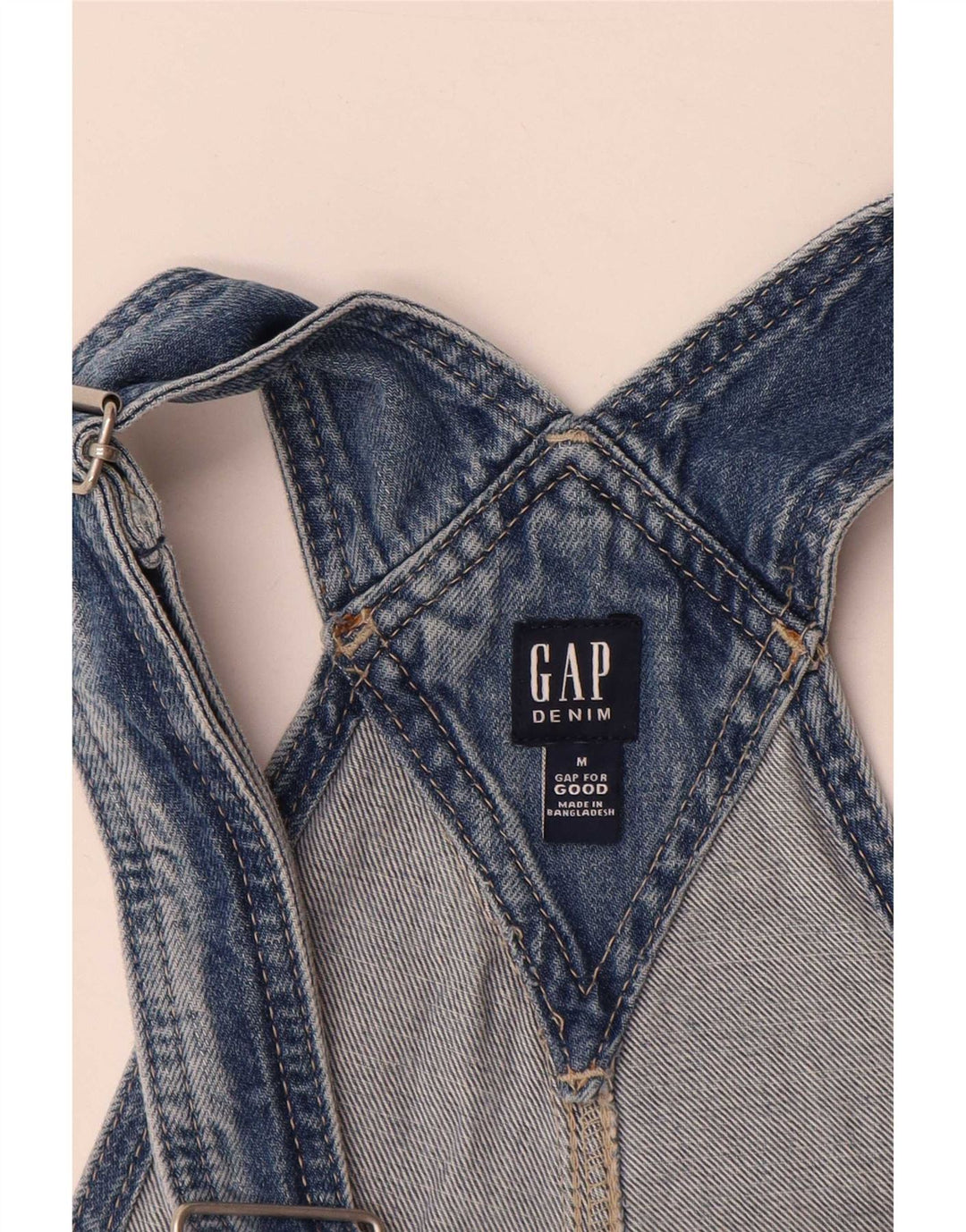 Gap Mujer Peto Desgastado Shorts De Mezclilla Mediano W36 Algodón Azul