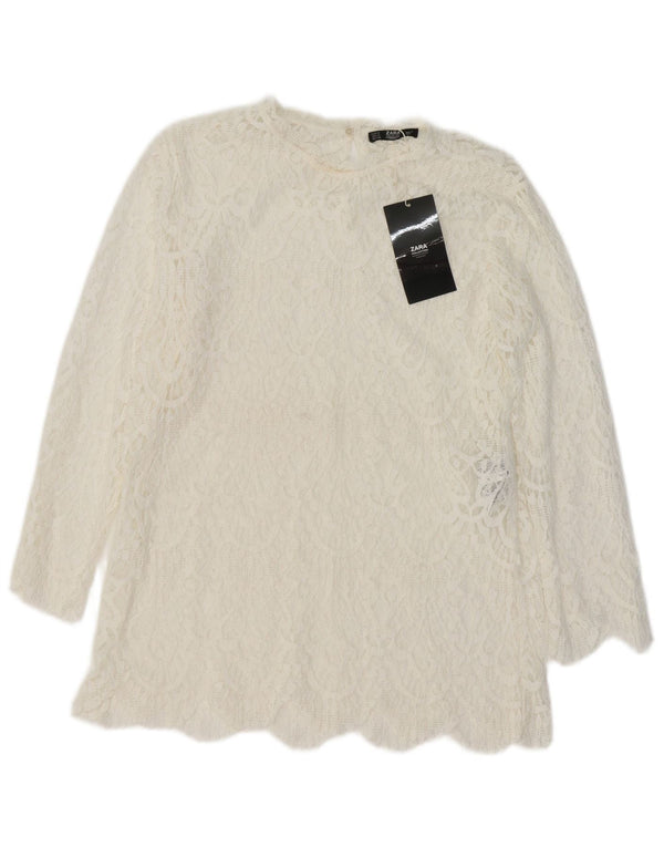 ZARA Womens Blouse Top UK 12 Medium White Cotton