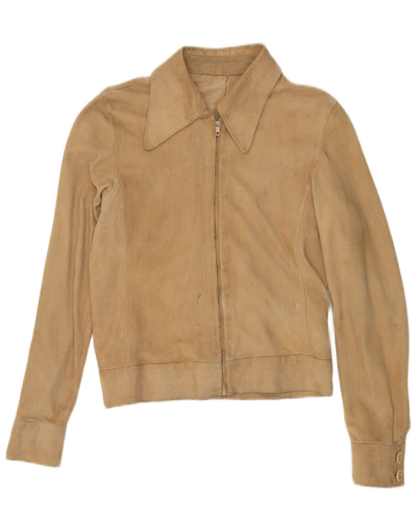 Chaqueta de ante vintage para mujer IT 44 Beige medio