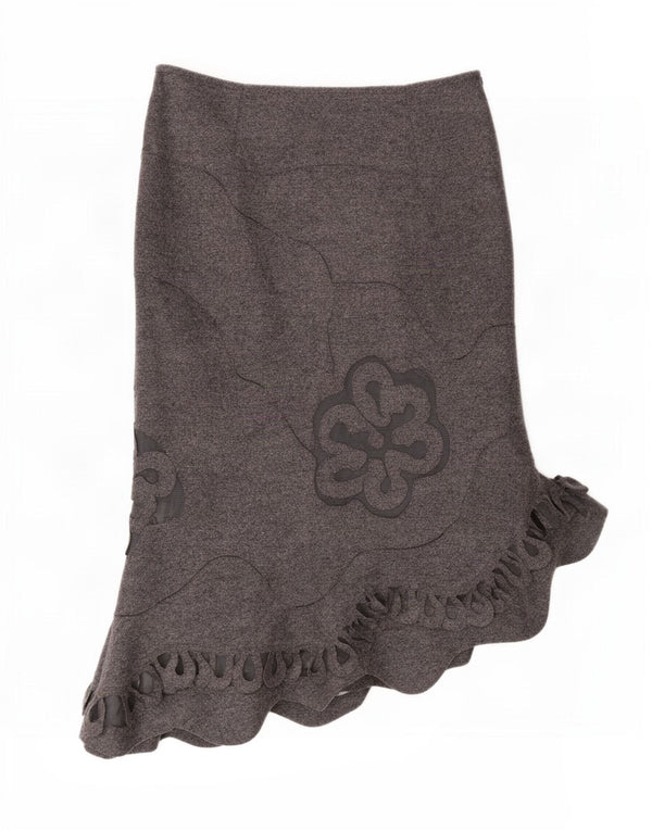 Per Una Falda Asimétrica para Mujer UK 10 Small W27 Lana Floral Gris