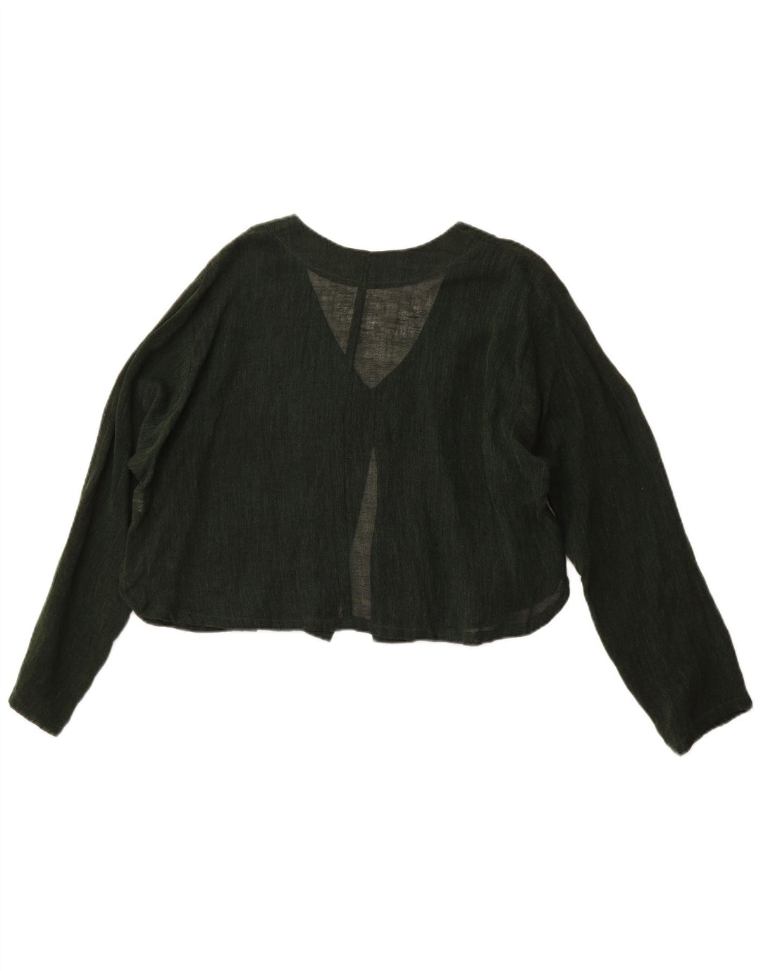 VINTAGE Mujer Crop Cardigan Top Reino Unido 16 Algodón Verde Grande