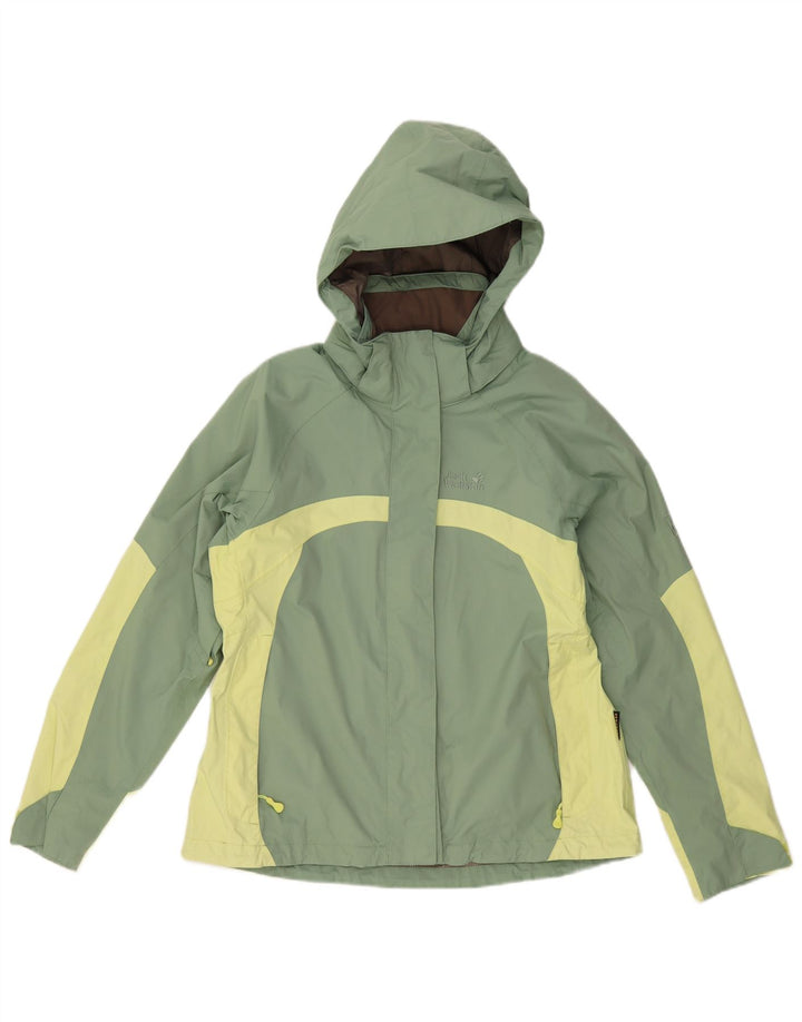 JACK WOLFSKIN Chaqueta cortavientos para mujer UK 40 Verde medio Colorblock