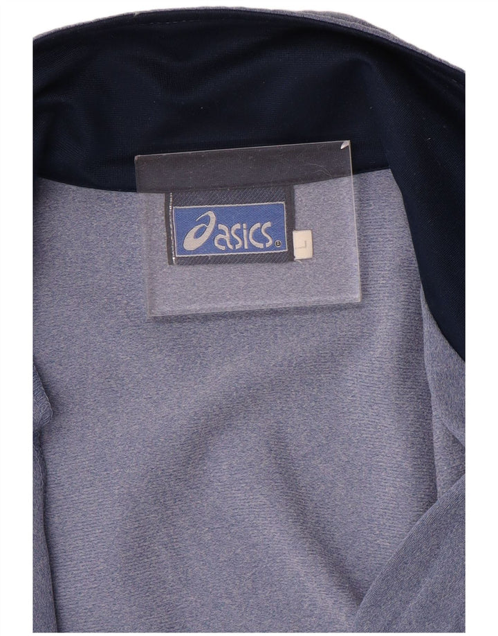Asics Hombre Graphic Chándal Top Chaqueta Grande Azul Colorblock