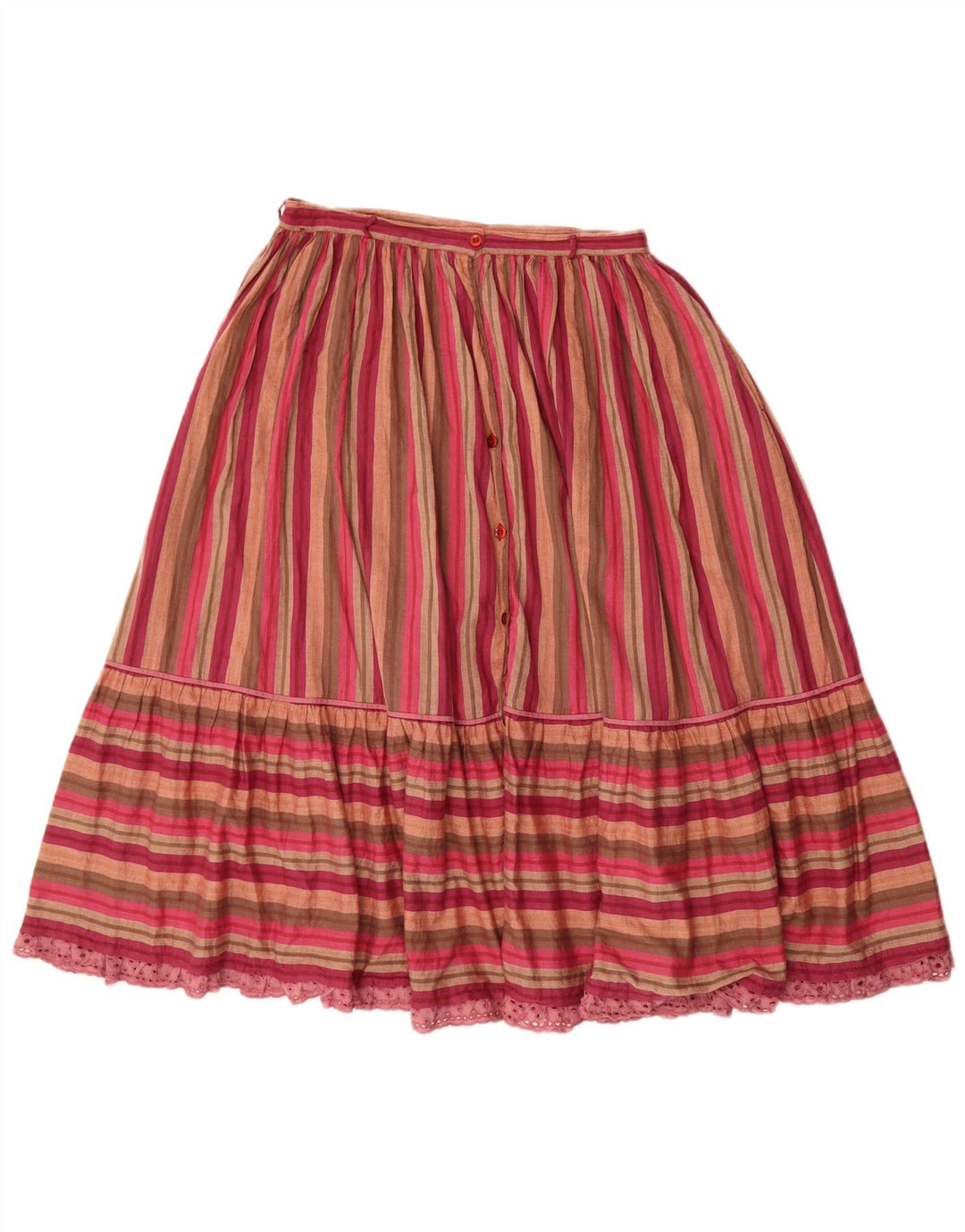VINTAGE Falda plisada de cintura alta para mujer grande W26 rayas multicolores