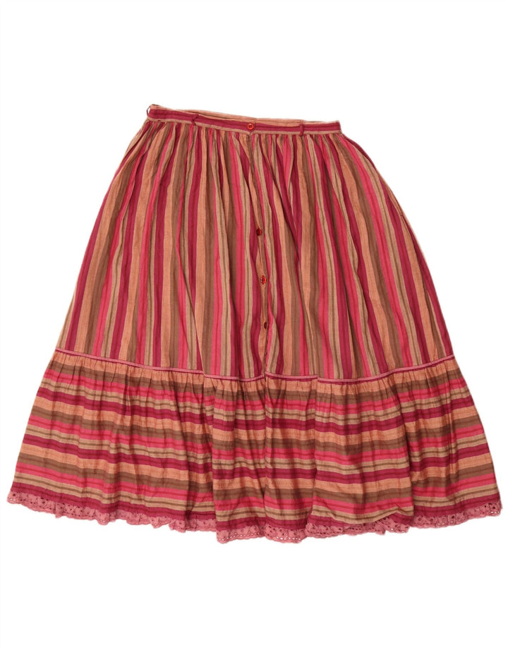 VINTAGE Falda plisada de cintura alta para mujer grande W26 rayas multicolores