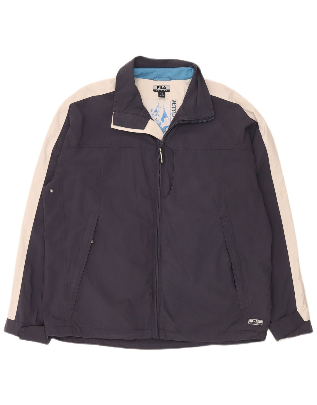 FILA Chaqueta cortavientos para hombre IT 50 Large Azul marino Colorblock Poliamida