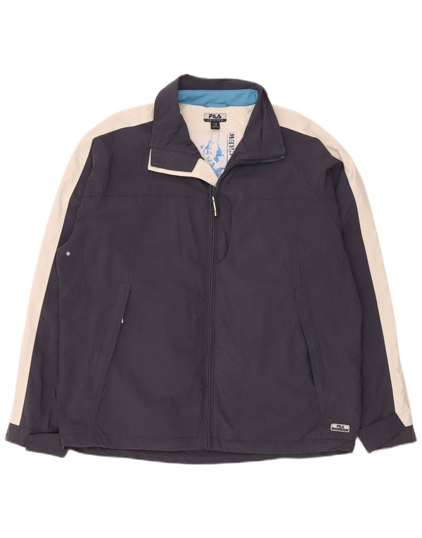 FILA Chaqueta cortavientos para hombre IT 50 Large Azul marino Colorblock Poliamida