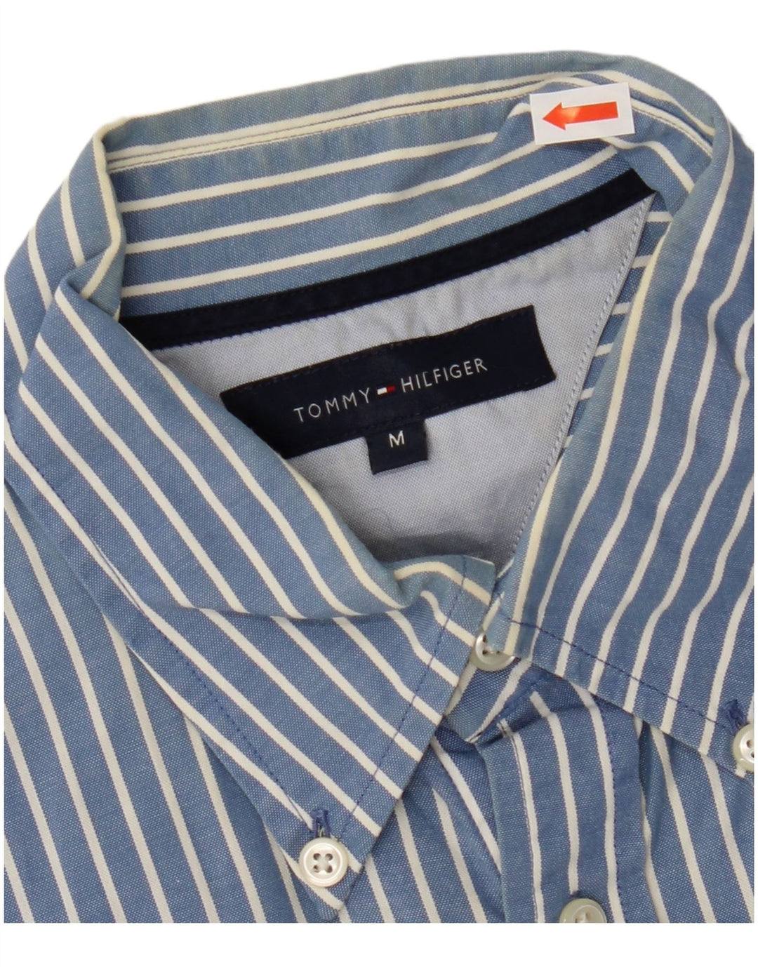 TOMMY HILFIGER Camisa de hombre de algodón a rayas azul medio