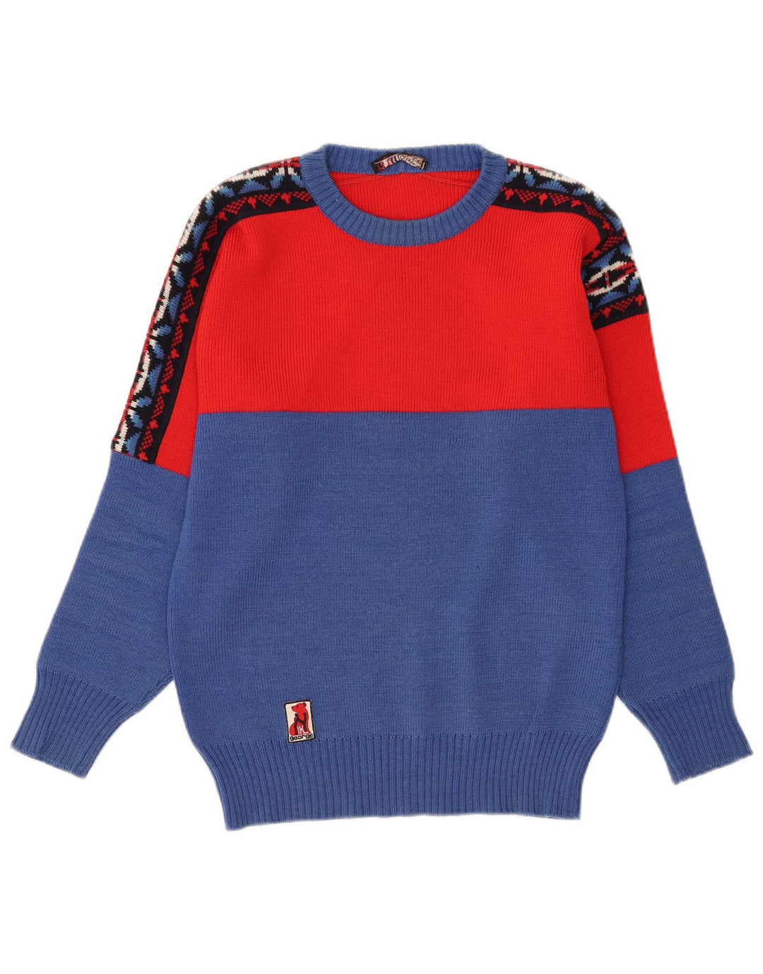 NIK GEORGE Mens Crew Neck Jumper Sweater IT 48 Medium Blue Geometric