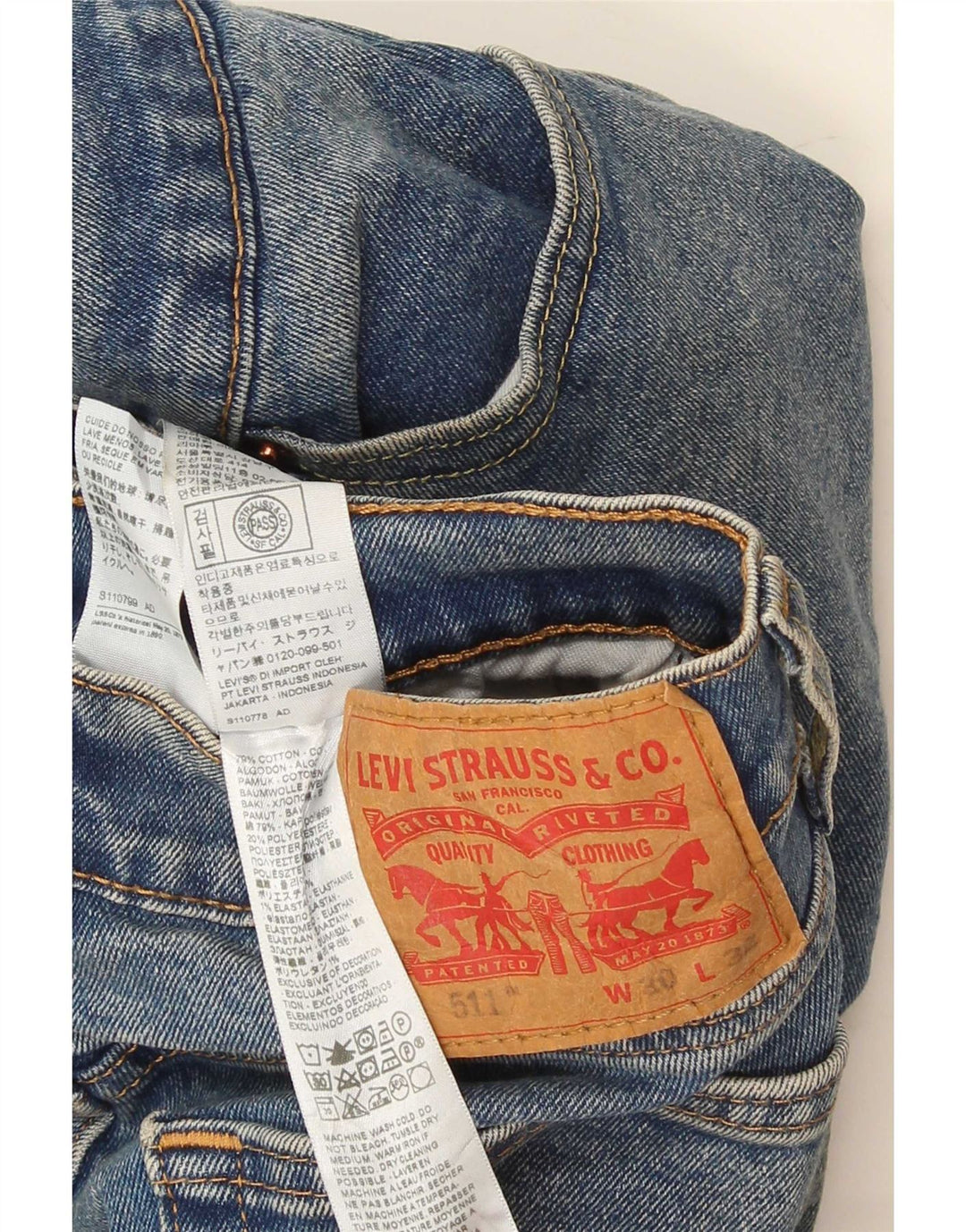 Levi's Hombre 511 Slim Jeans W30 L32 Algodón Azul