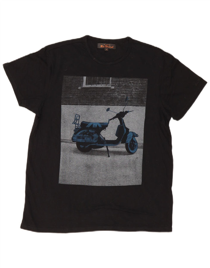 Ben Sherman - Camiseta gráfica para hombre, talla mediana, algodón negro