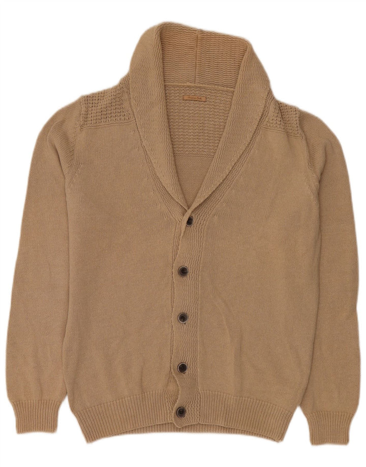 Massimo Dutti Jersey Cárdigan Hombre Algodón Beige Medio