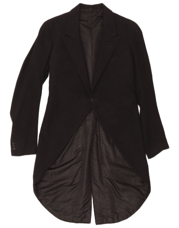 Vintage Mens 1 Button Tailcoat Blazer Jacket UK 34 XS Black