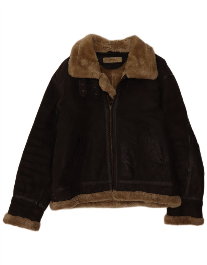 Bata Chaqueta de piel de oveja para hombre UK 38 Cuero marrón medio