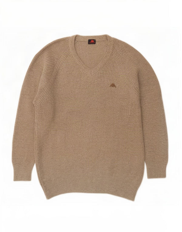 Kappa Jersey con Cuello en V para Hombre 2XL Lana Merino Beige